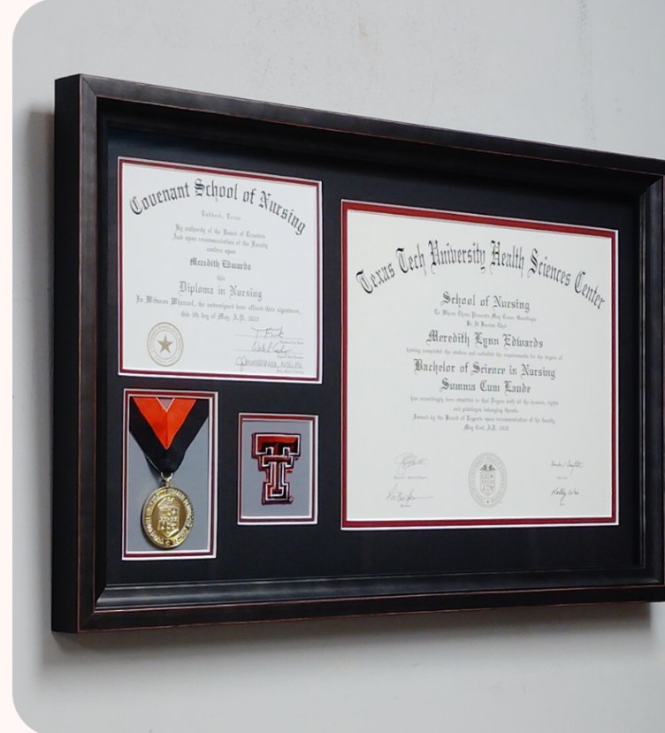 Custom framing work by Uncommon — Lubbock, TX